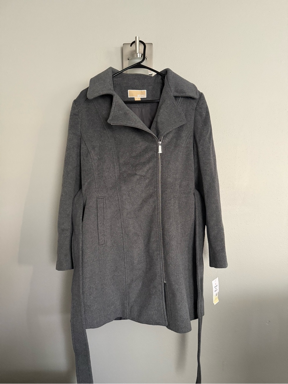 Michael Kors Gray Asymmetric Zip Trench Coat